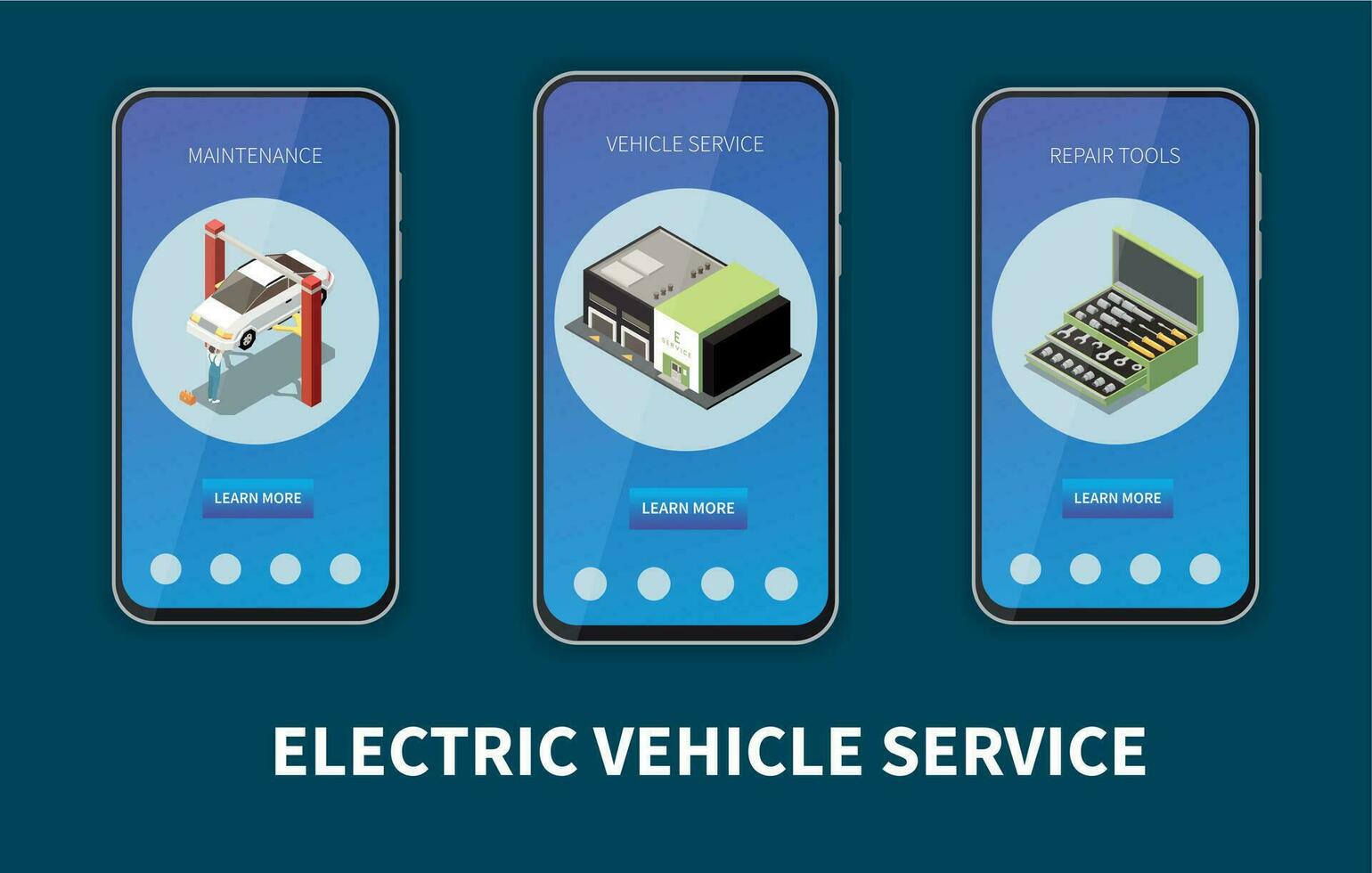 électrique véhicule un service mobile app ensemble vecteur