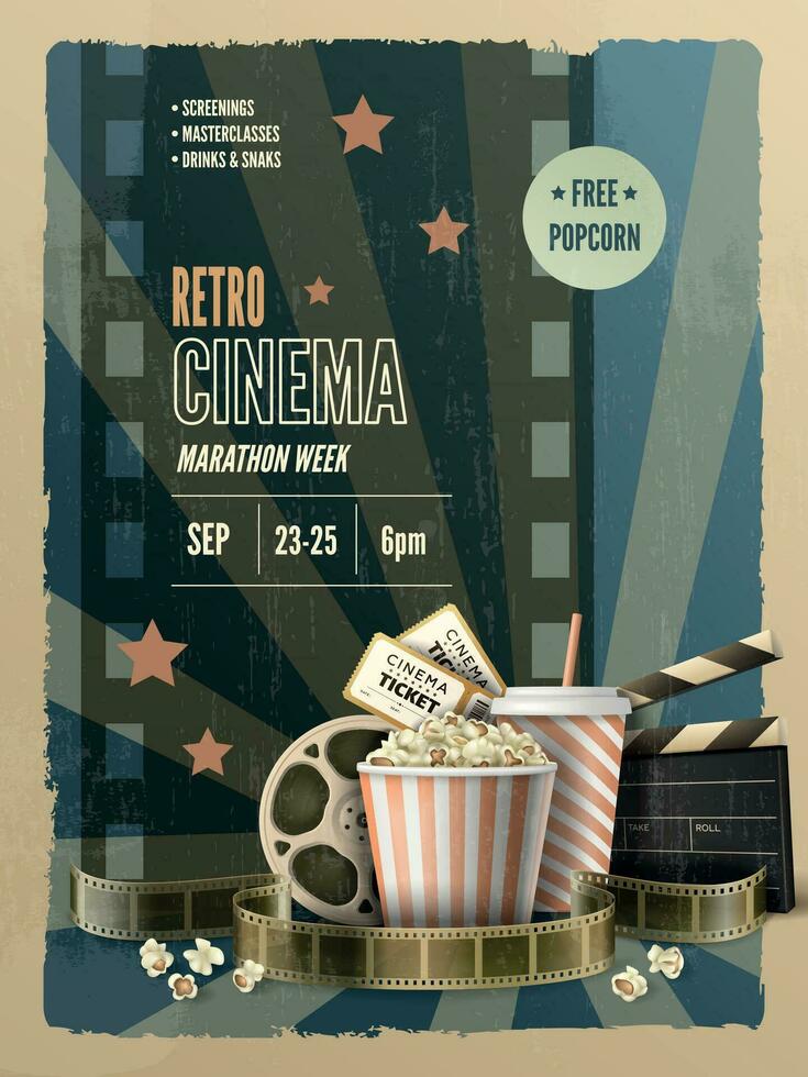 rétro cinéma affiche vecteur