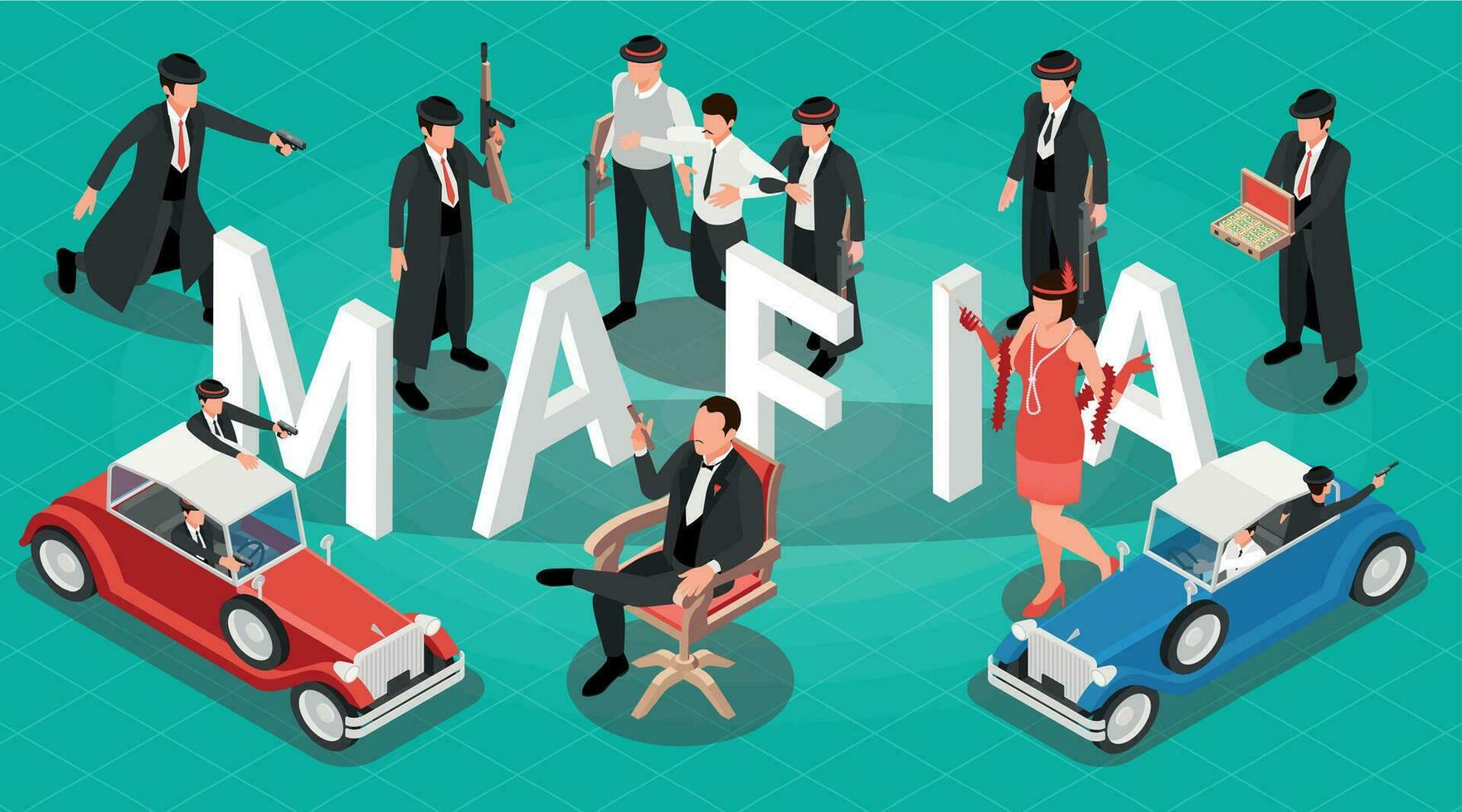 mafia isométrique horizontal illustration vecteur