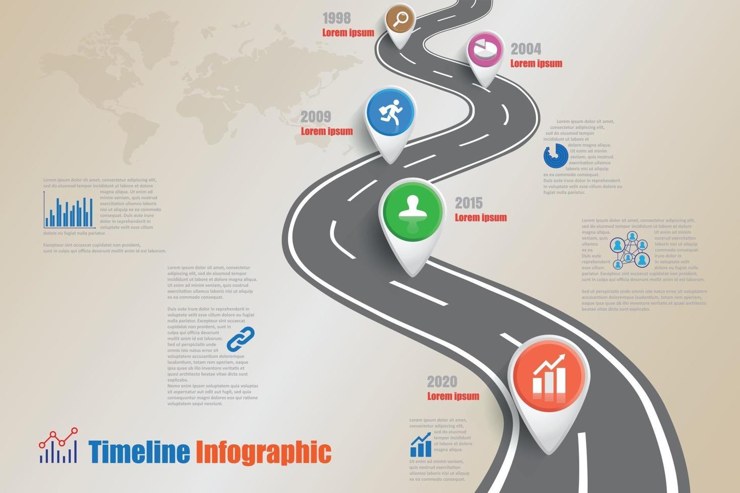 business road signes carte chronologie infographique conçu pour le fond abstrait. modèle jalon élément moderne diagramme processus technologie marketing numérique présentation des données vecteur