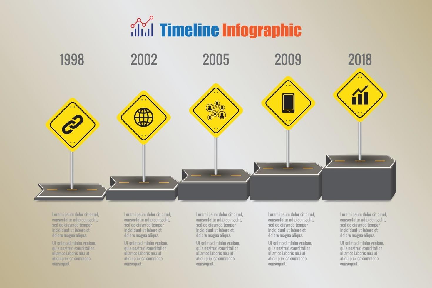 infographie de la chronologie des panneaux de signalisation commerciale conçue pour le jalon du modèle abstrait. élément moderne diagramme processus technologie marketing numérique présentation des données vecteur