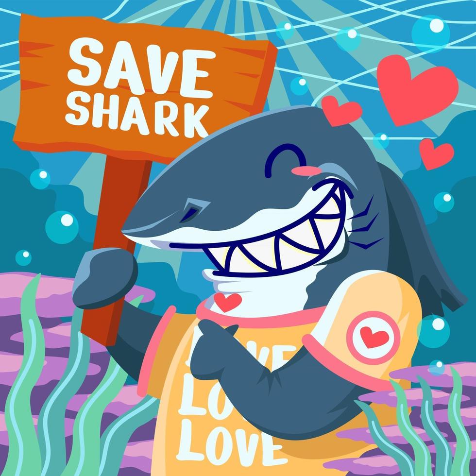 protéger le requin avec amour et paix vecteur