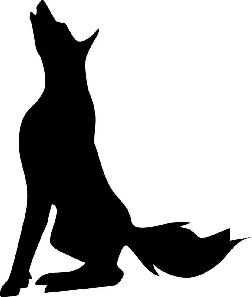 silhouette de une hurlement loup. vecteur
