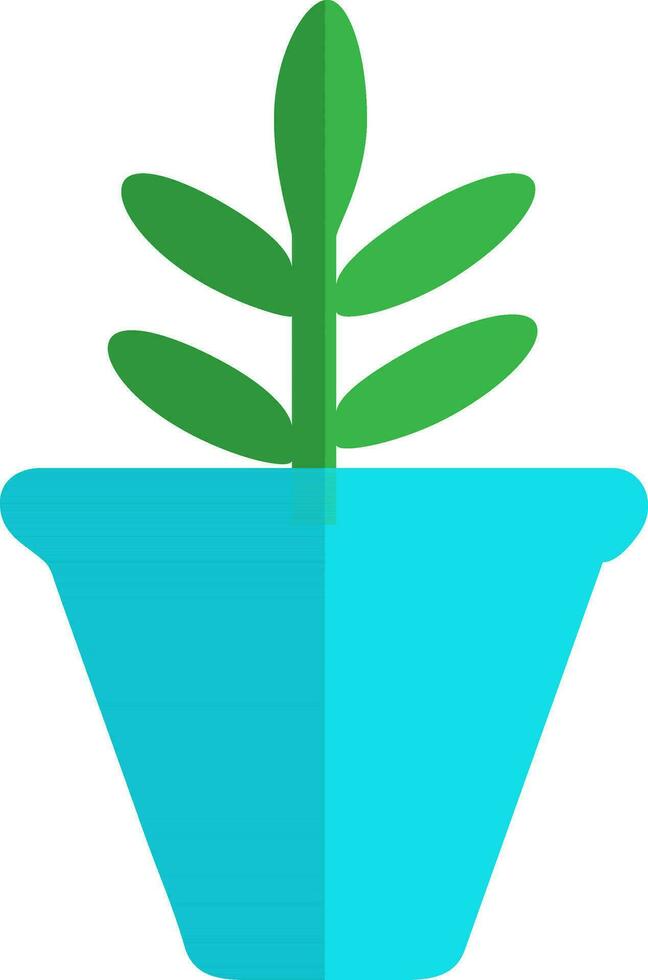 bleu fleur pot avec vert feuilles plante. vecteur