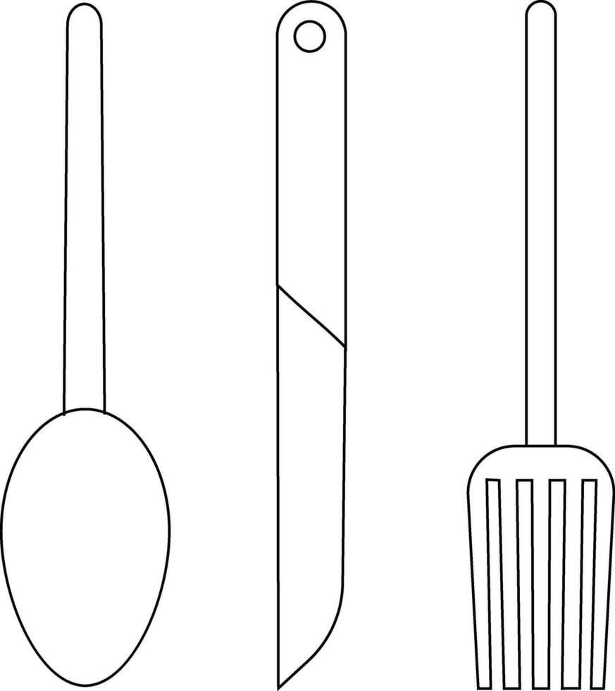 noir ligne art couteau, fourchette et cuillère. vecteur