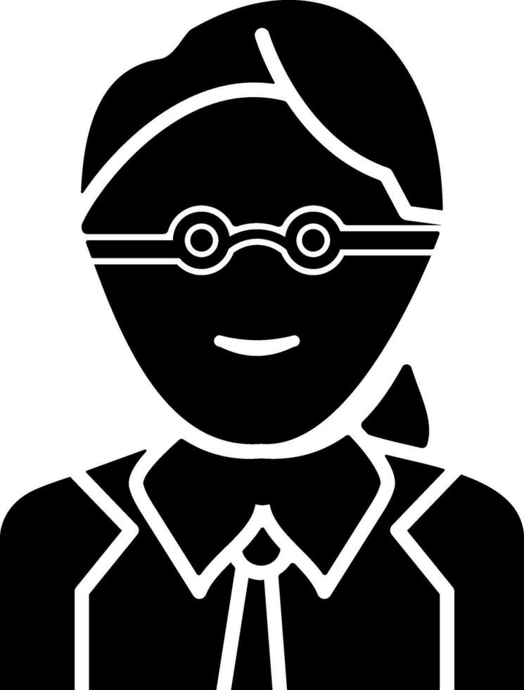 personnage de une avocat femme portant lunettes. vecteur