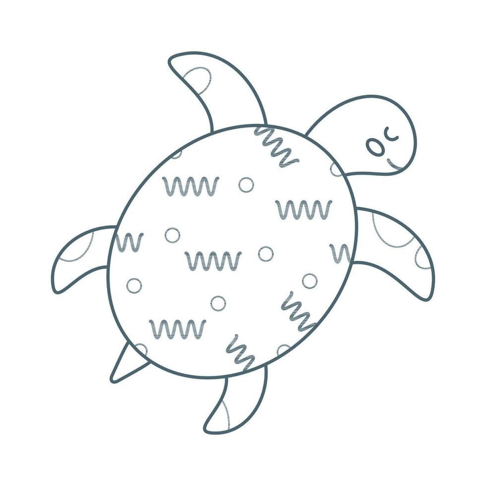 tortue, mer animal. un habitant de le mer monde, une mignonne sous-marin créature. ligne art. vecteur