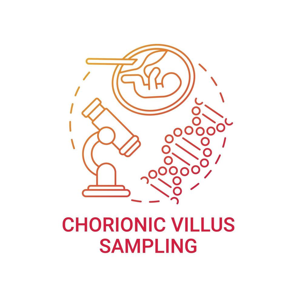 icône de concept de gradient rouge d'échantillonnage de villosités choriales vecteur