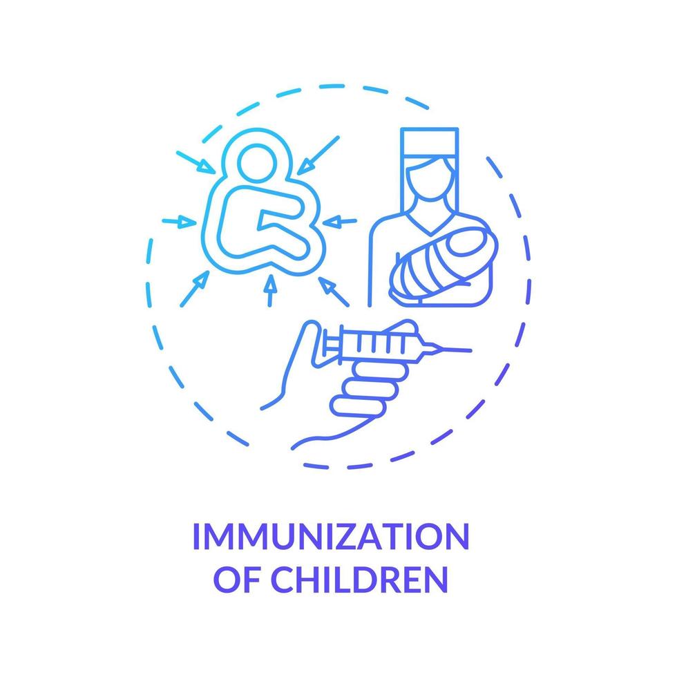 icône de concept de vaccination des enfants vecteur