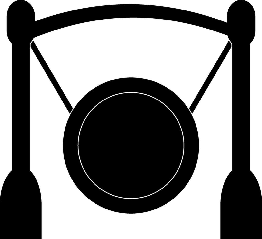 gong icône avec supporter dans noir style. vecteur