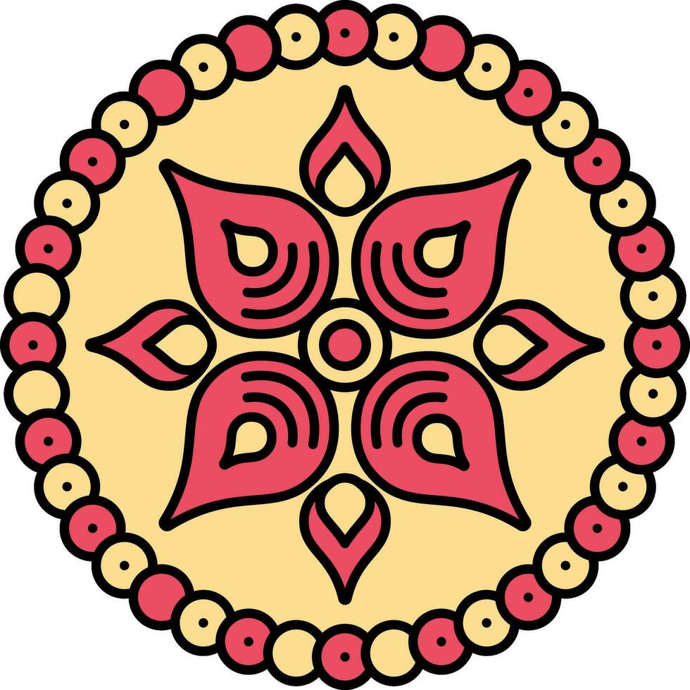 cercle modèle conception mandala rouge et Jaune couleur. vecteur