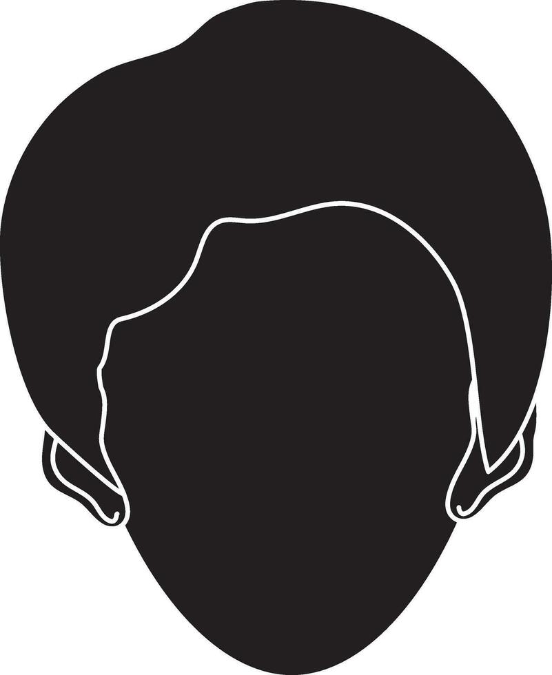 noir style de Masculin visage icône avec cheveux. vecteur