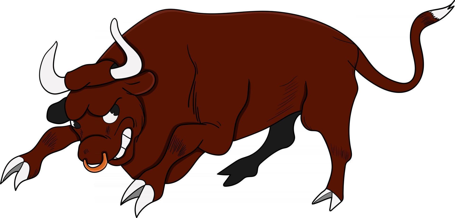 taureau de dessin animé souriant rouge parfait pour un projet de conception vecteur