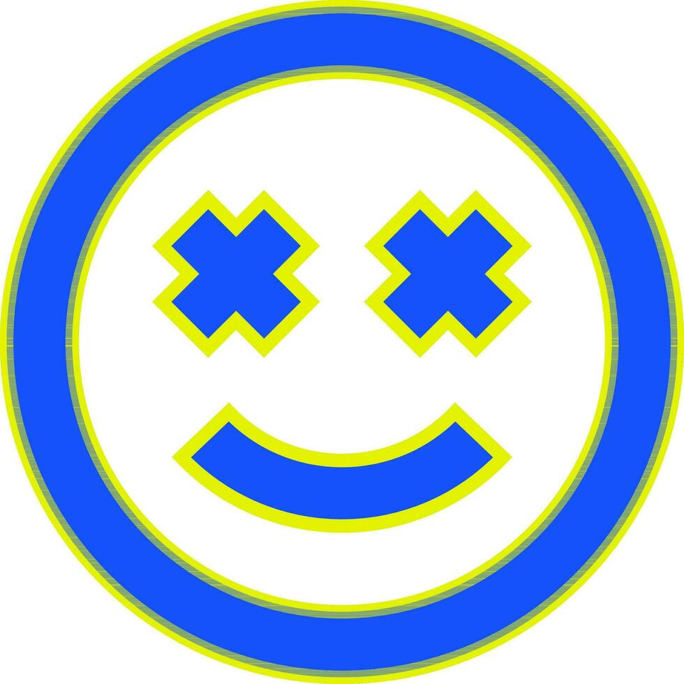 sourire visage dans psychédélique sensationnel hippie Années 70 y2k style vecteur