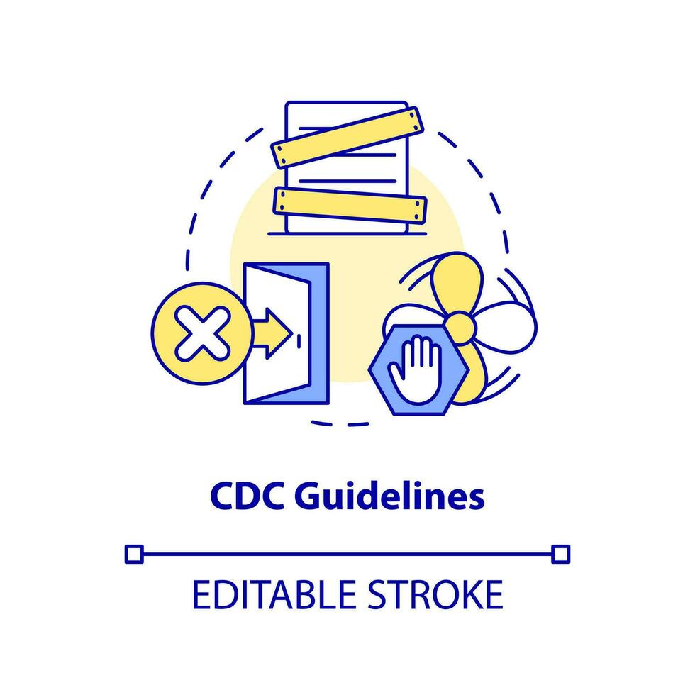 CDC des lignes directrices concept icône. suivre recommandations. survivre pendant nucléaire attaque abstrait idée mince ligne illustration. isolé contour dessin. modifiable accident vasculaire cérébral vecteur