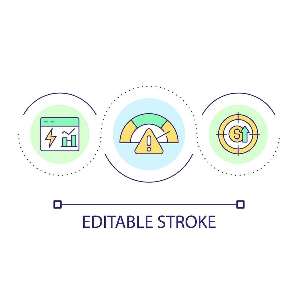 des risques une analyse boucle concept icône. agressif affaires stratégie. concentrer sur rentabilité abstrait idée mince ligne illustration. isolé contour dessin. modifiable accident vasculaire cérébral vecteur