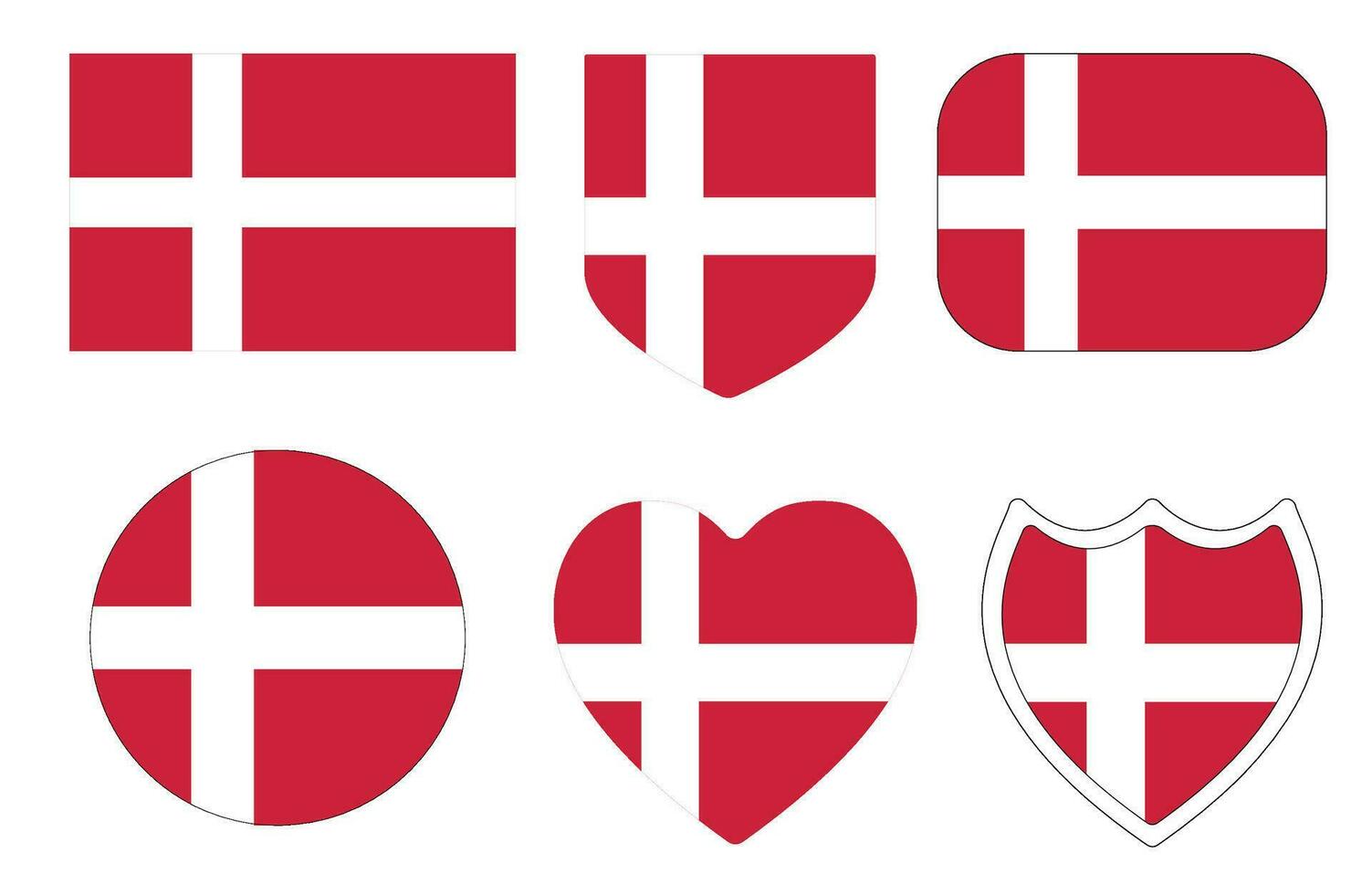 drapeau de Danemark dans conception forme ensemble. danois drapeau ensemble. vecteur