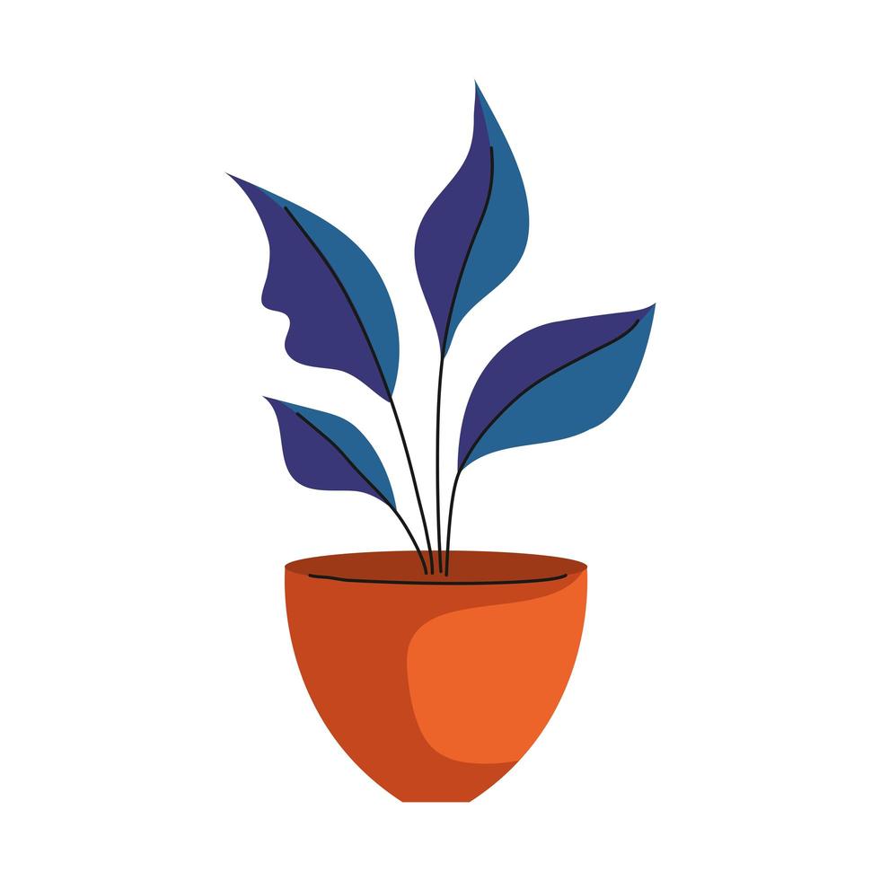 Plante d'intérieur en pot en céramique en icône isolé de couleur orange vecteur