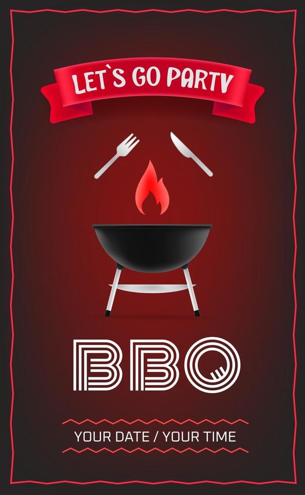 modèle de conception d'affiche de fête barbecue vecteur