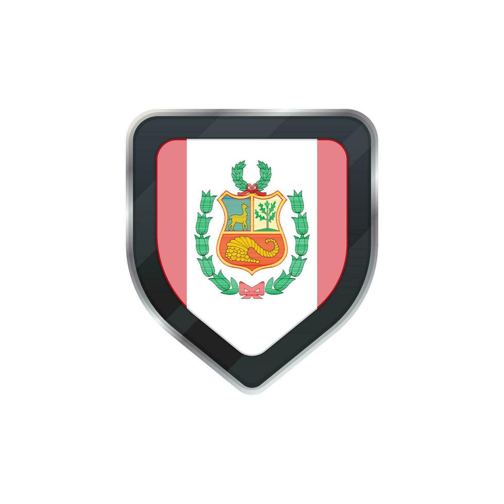 gris bouclier décoré par drapeau de Pérou. vecteur