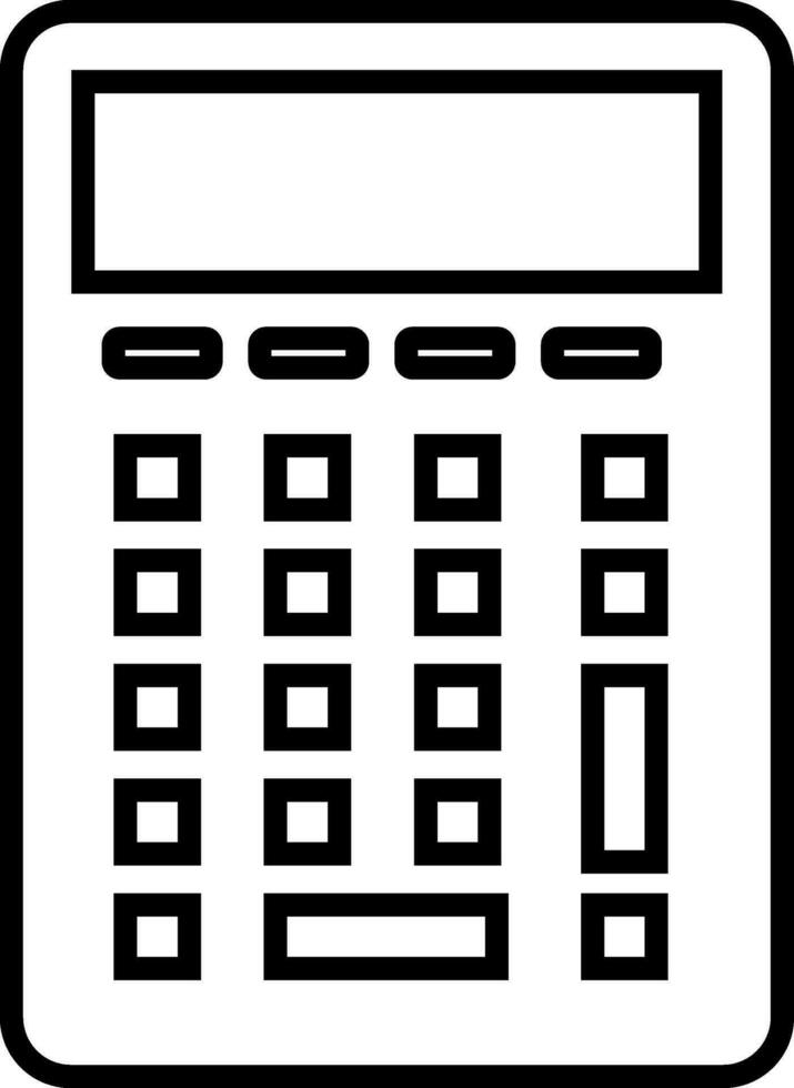 isolé calculatrice dans noir ligne art. vecteur