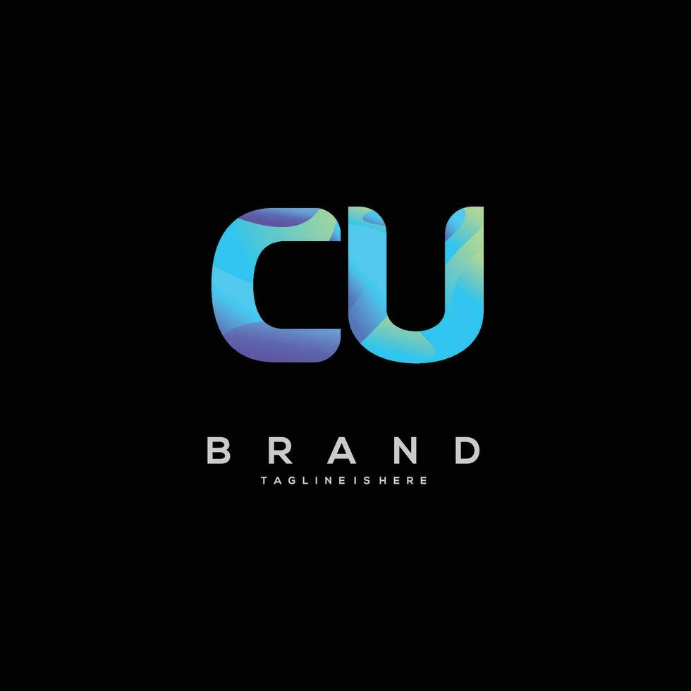 initiale lettre cu logo conception avec coloré style art vecteur