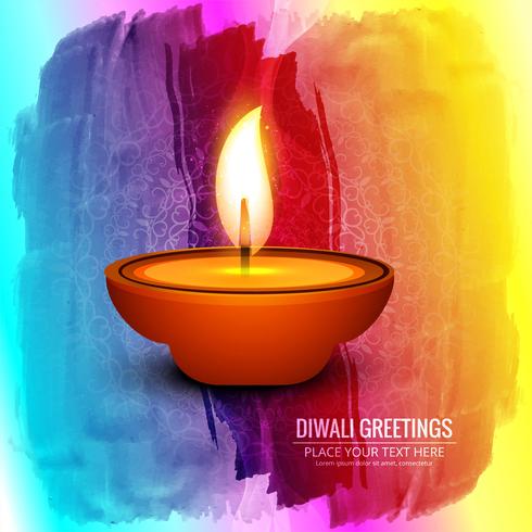 Joyeux diwali diya illustration de fond de festival de lampe à huile vecteur