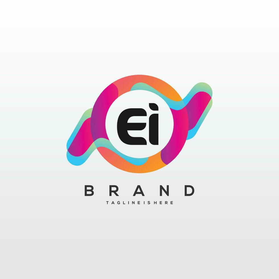 initiale lettre ei logo conception avec coloré style art vecteur