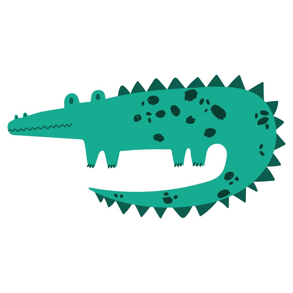 crocodile jungle animal faune dessin animé dessiné à la main isolé vecteur