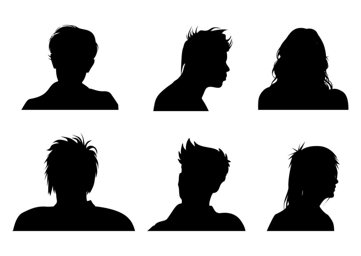 collection de gens avatar silhouettes vecteur