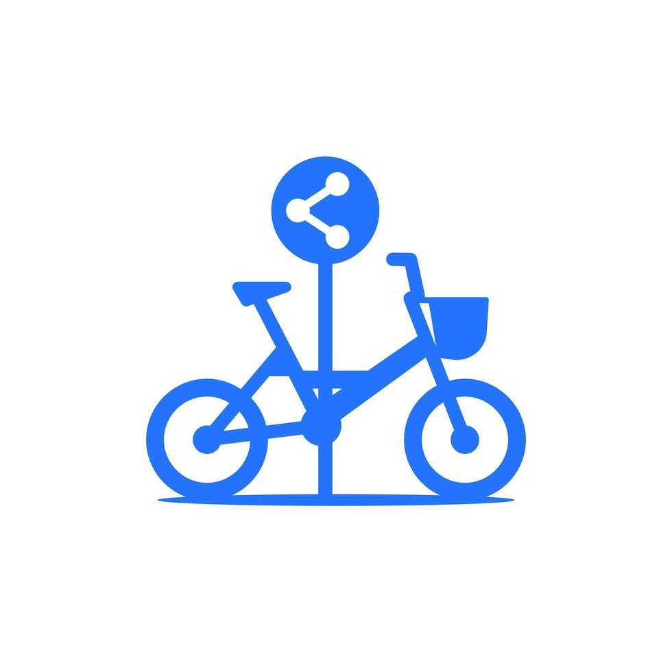 icône de point de partage de vélo sur blanc vecteur