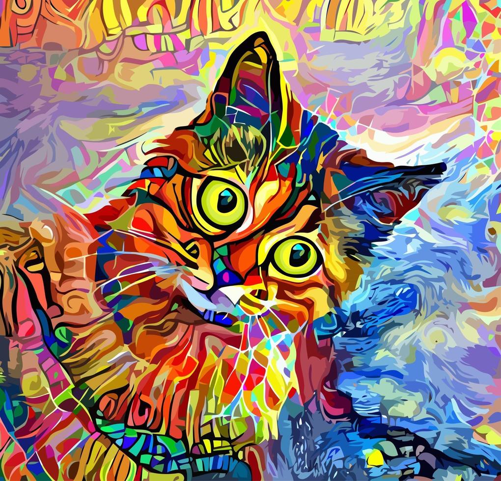 peinture abstraite de portrait d'animal de compagnie de chat vecteur
