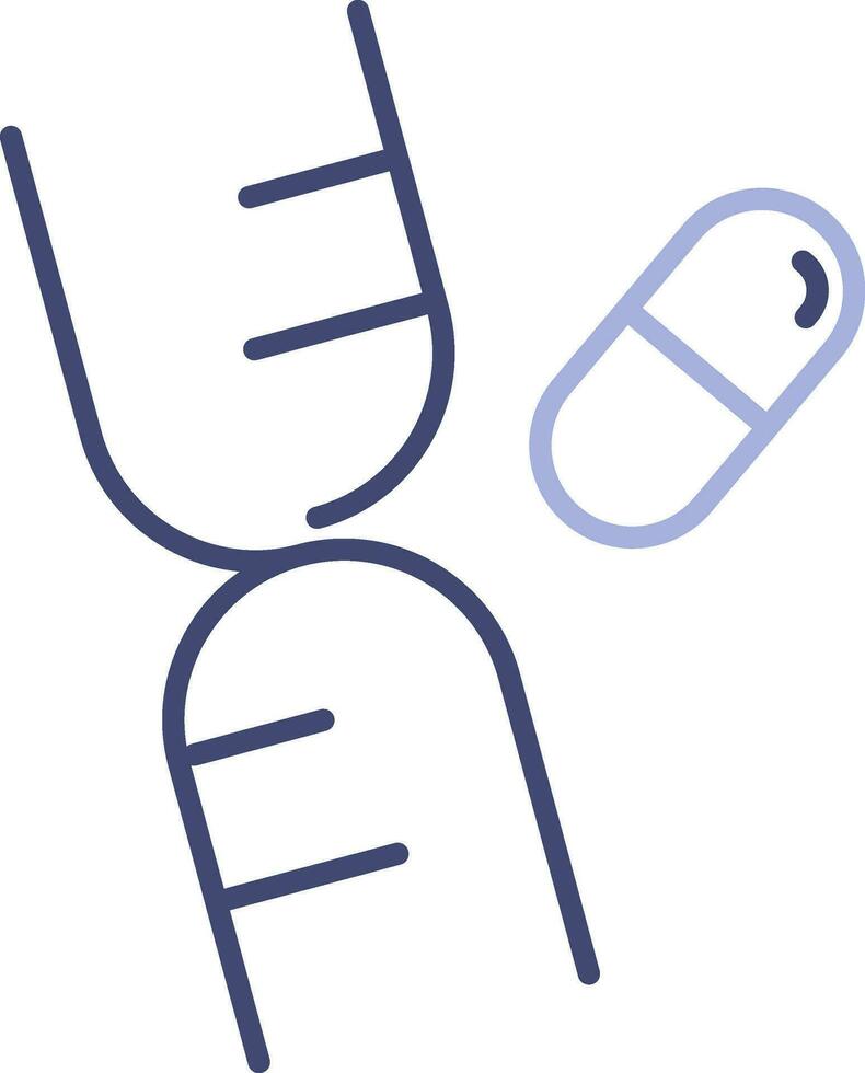 ADN structure avec capsule icône dans bleu contour. vecteur