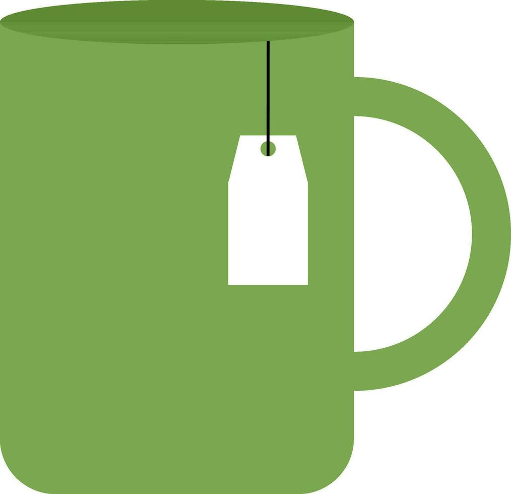 plat illustration de vert tasse avec thé sac. vecteur