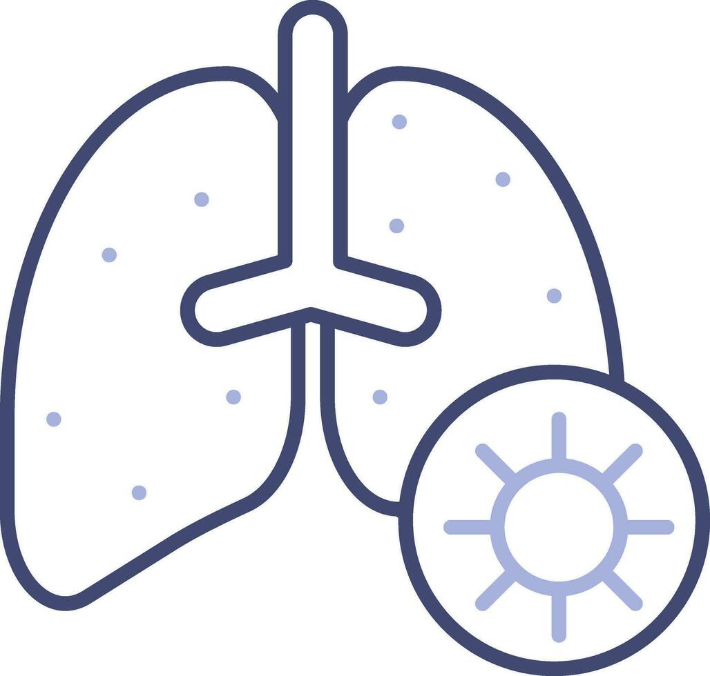virus infection poumons icône dans bleu ligne art. vecteur
