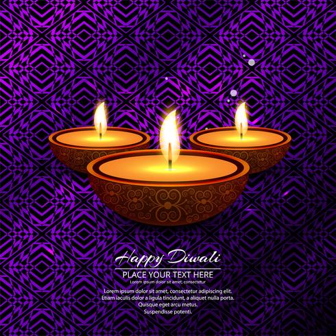 Joyeux diwali diya illustration de fond de festival de lampe à huile vecteur