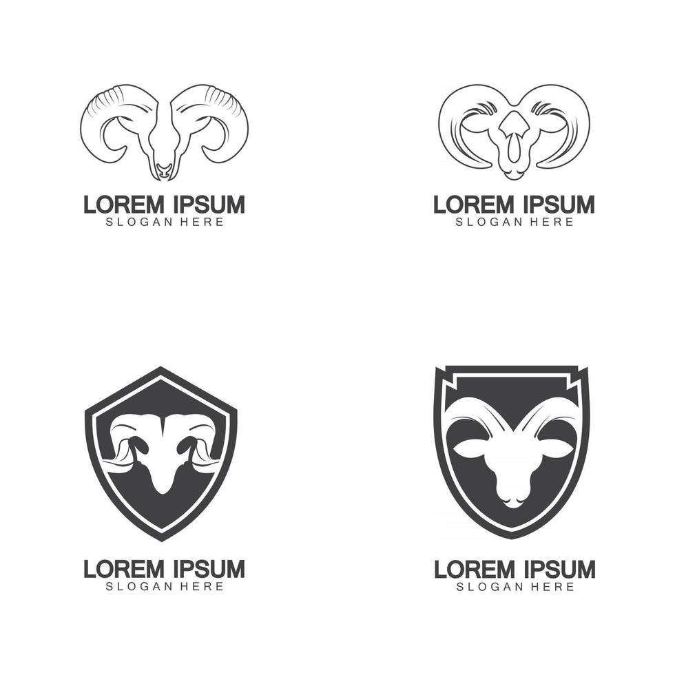 béliers chèvre tête logo icône design illustration vectorielle vecteur