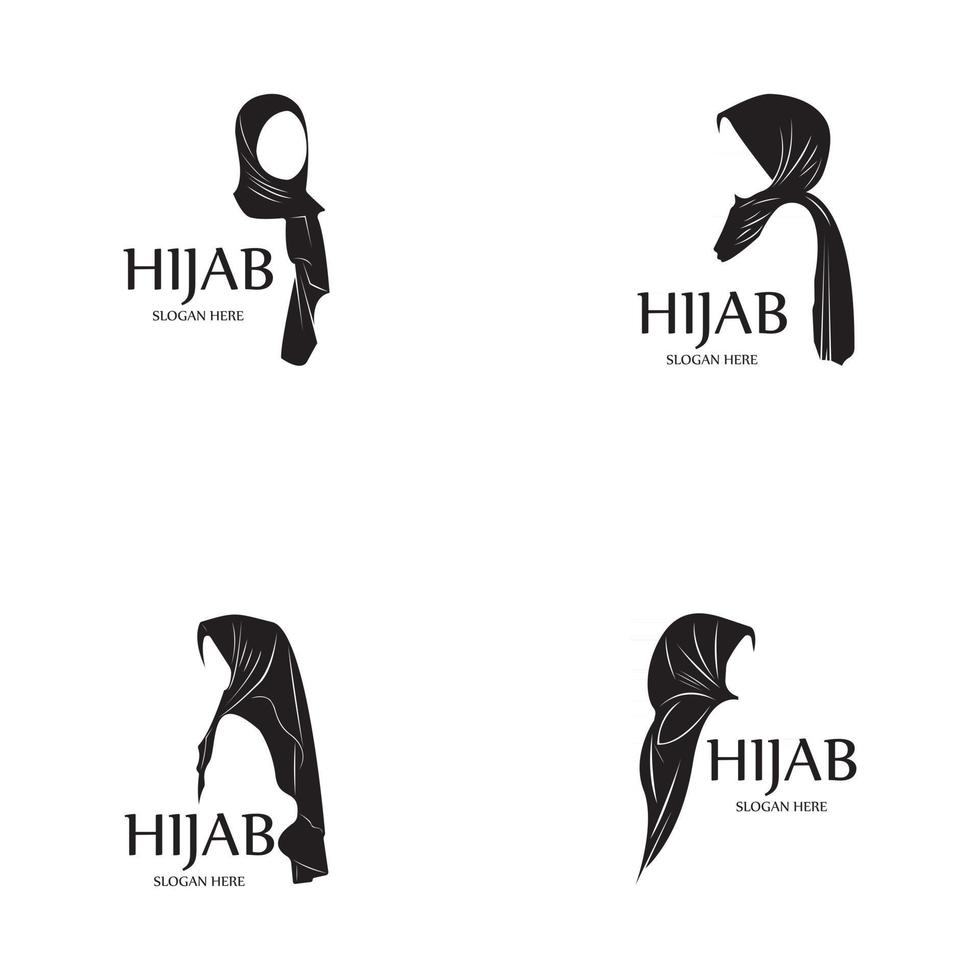 vecteur de silhouette noire de femmes hijab