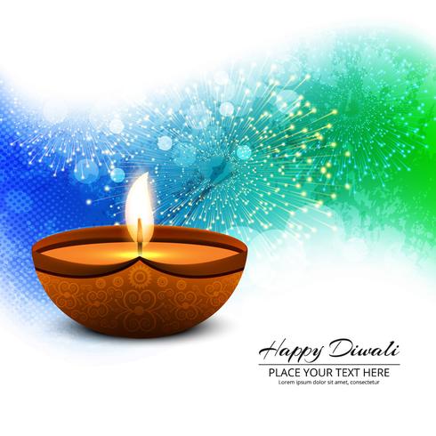 Joyeux diwali diya illustration de fond de festival de lampe à huile vecteur