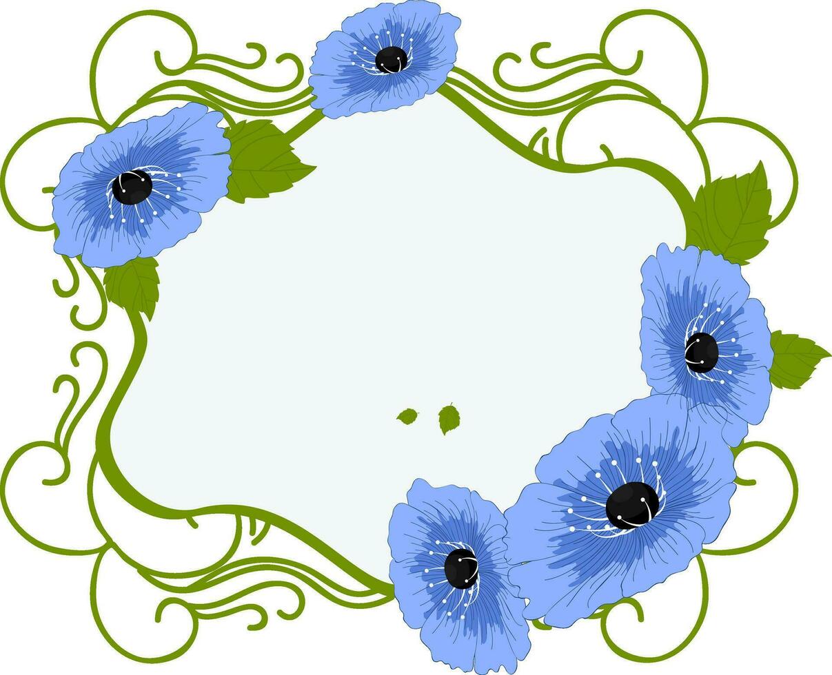 bleu et vert floral Cadre illustration. vecteur