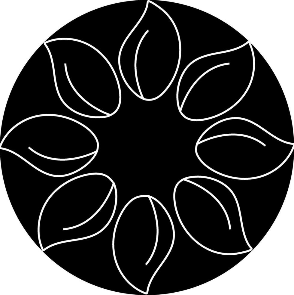 icône de feuille sur circulaire Contexte avec glyphe style. vecteur