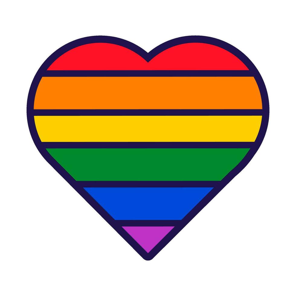 contour drapeau cœur traditionnel gay fierté icône vecteur