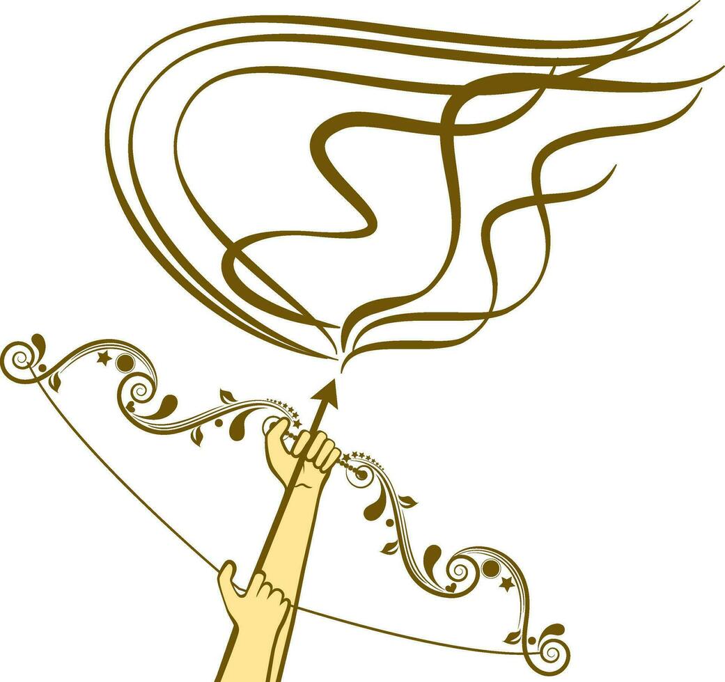 main en portant arc avec La Flèche pour Festival de dusséhra. vecteur