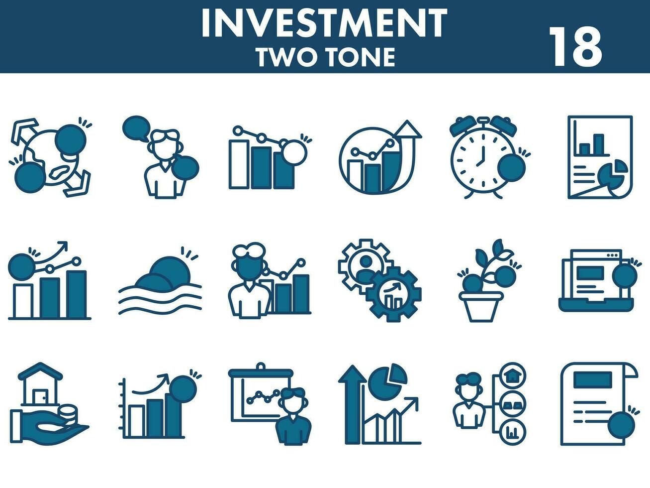 illustration de investissement Icônes ensemble dans bleu et blanc couleur. vecteur