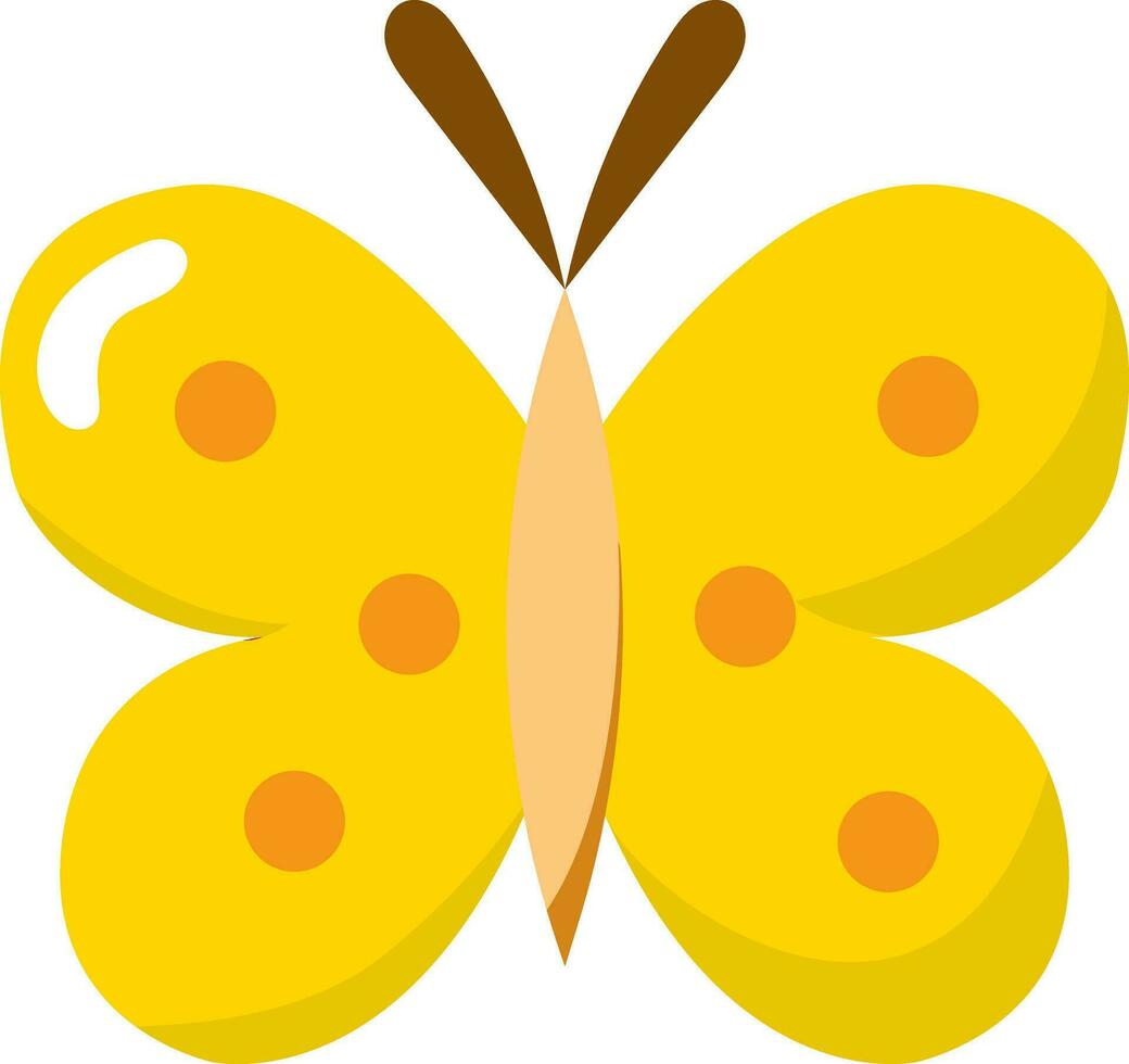 Jaune mignonne papillon dessin animé icône dans plat style. vecteur