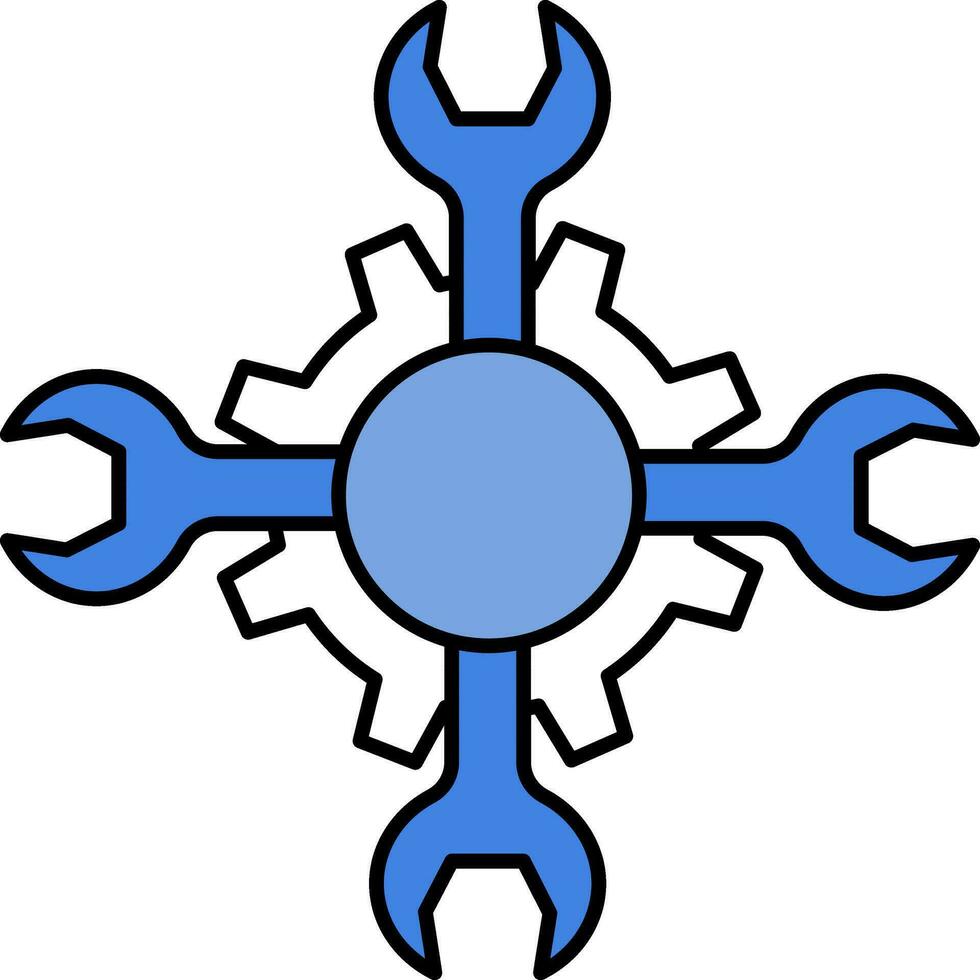 boulon ouvert avec quatre clé icône dans bleu et blanc couleur. vecteur