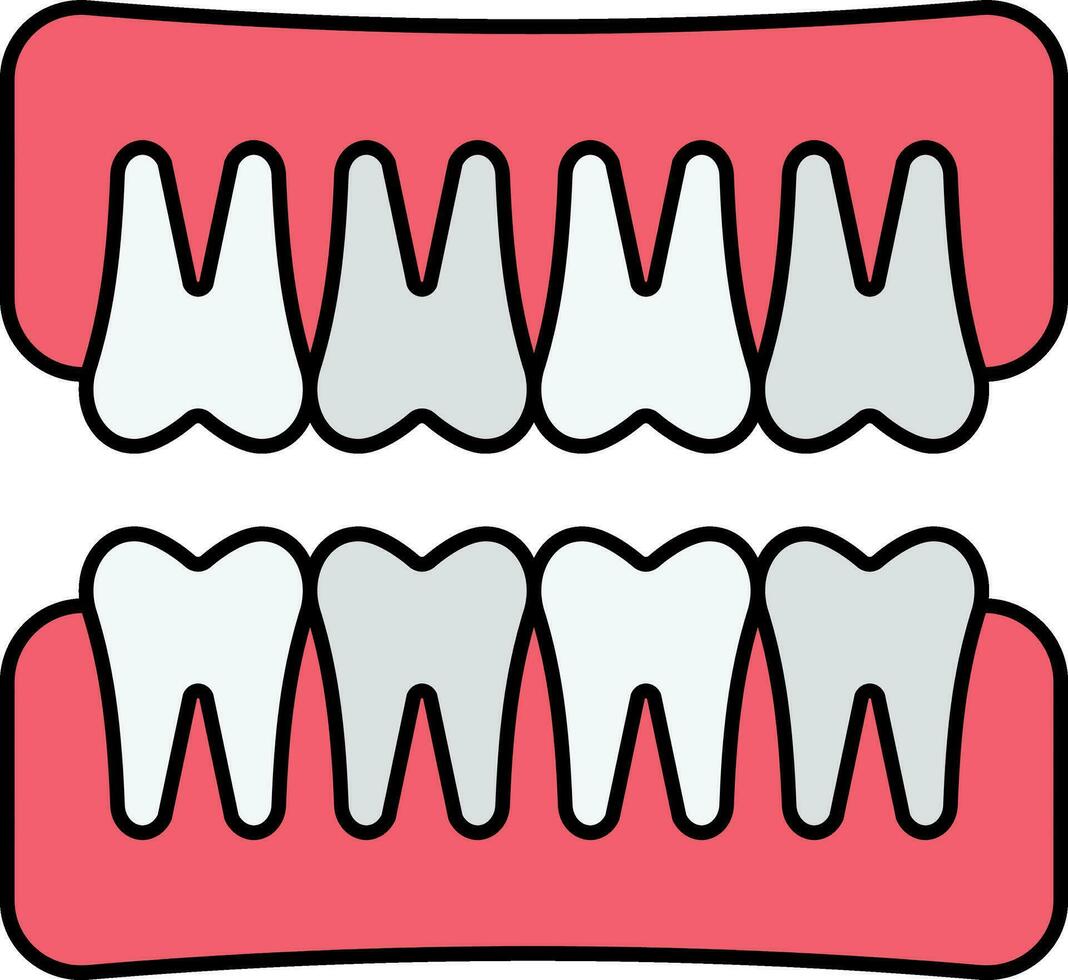 inférieur et plus haut mâchoire icône dans rouge et gris couleur. vecteur