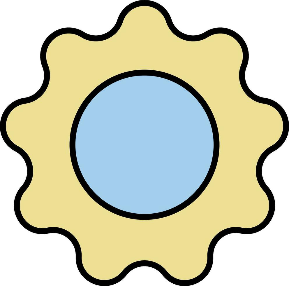 plat roue dentée icône dans bleu et Jaune couleur. vecteur