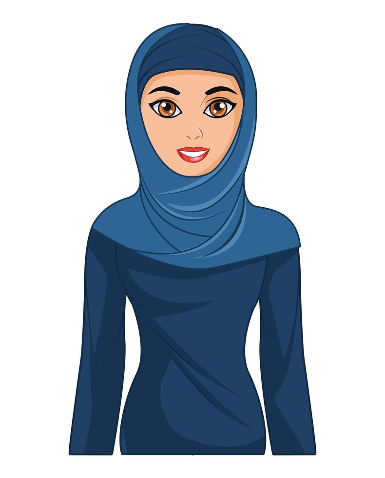 robe bleue de mariée arabe vecteur