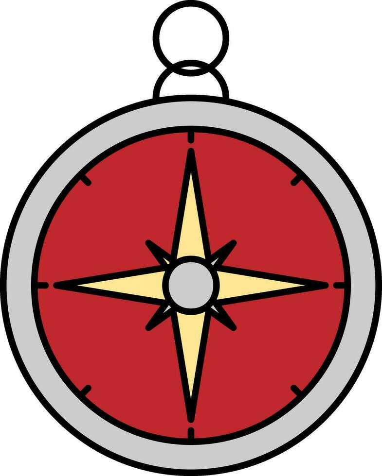 ilustration de boussole icône dans rouge, Jaune et gris couleur. vecteur